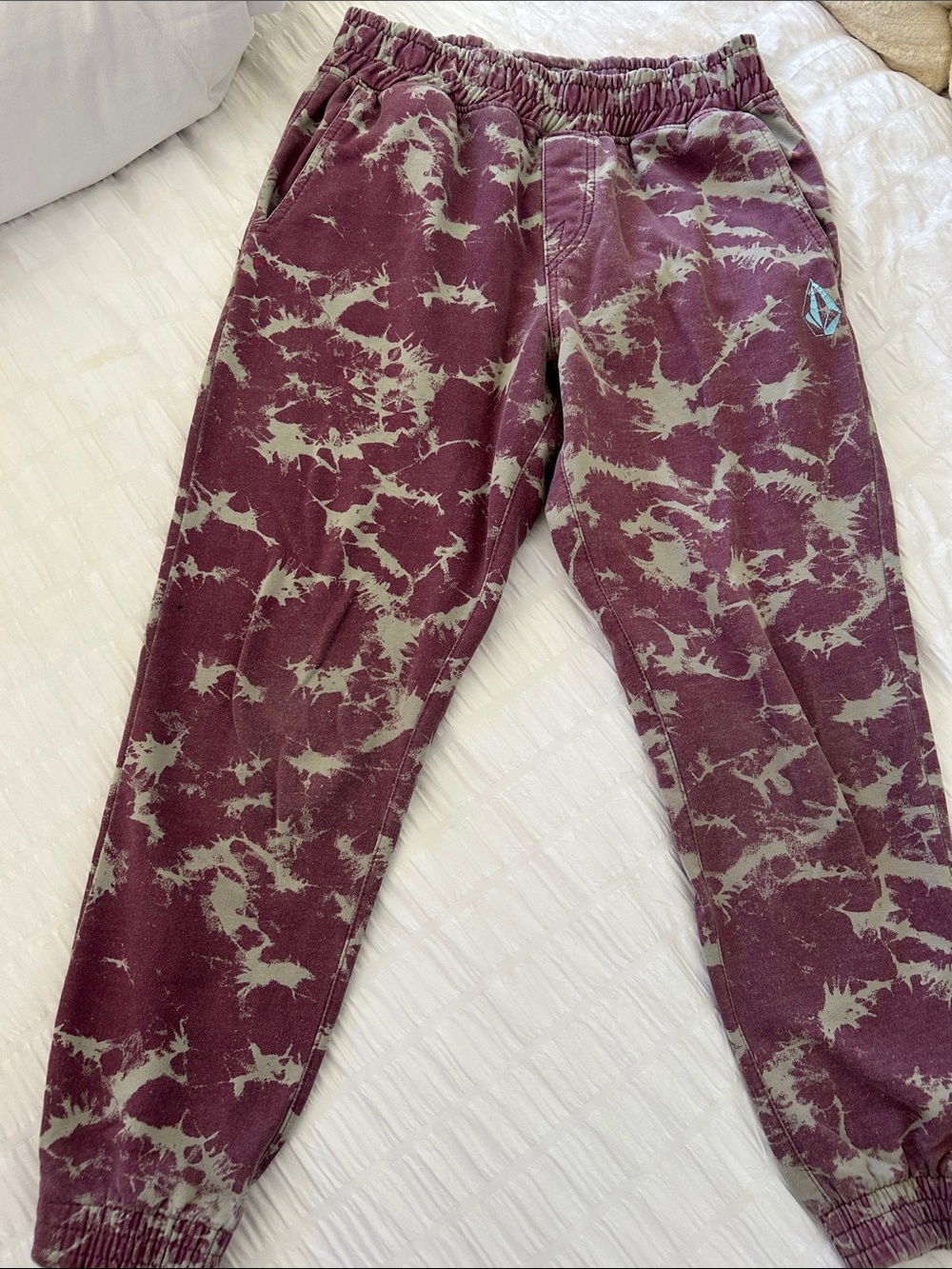 Volcom ' Maroon Tie-Dye Jogger Bottoms